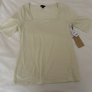 Women’s white and green striped top